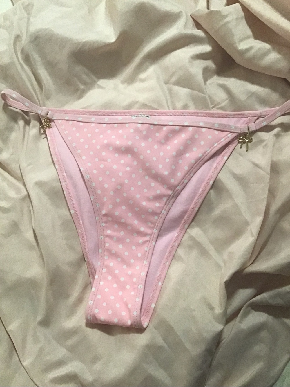 Pink Polka Dot Bikini Bottom - Cheeky High Leg